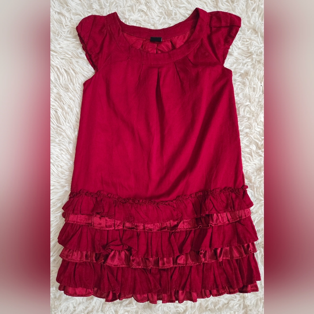 Beautiful GAP Kids Girl's Red Ruffled Holiday Dress, Sz Small